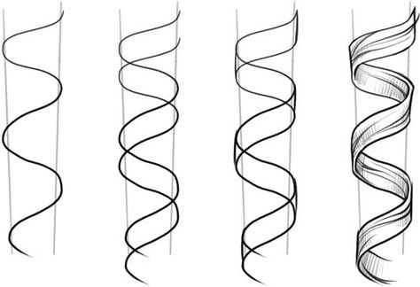 1. Draw curly hair  Creative Bloqteaches you how to draw curly textured hair starting from just a squiggly line measured out between two tapered parallel ones. They clearly map out how to add dimension and depth to each curl by adding another slightly staggered wiggly line and building the strand from there.  2. Avoid smudging  Wiki Howshows you the best technique for avoiding smudges on your drawings particularly if you prefer sketching in pencil! This tip works for everyone but its especially Drawing Basics Step By Step, How To Draw Curls Step By Step, How To Draw A Curl, Sketch Tips For Beginners, Sketching Techniques For Beginners, Ribbon Drawing Tutorial, Curl Sketch, Curled Hair Drawing, Curls Sketch