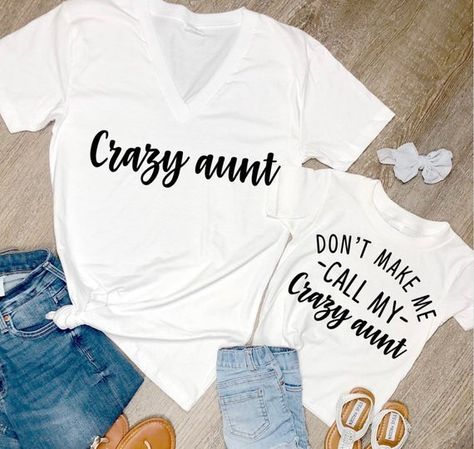 Aunt And Niece Shirts, Nephew Shirts, Aunt Onesie, Crazy Aunt, Aunt T Shirts, Aunt Life, Auntie Shirts, Sibling Shirts, Aunt Shirts