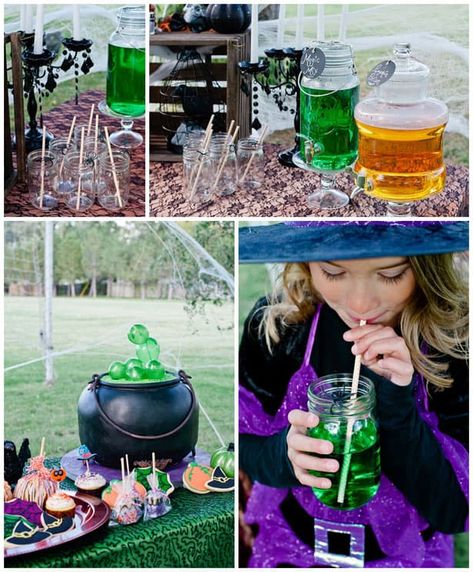 ENCHANTING WITCH THEMED BIRTHDAY PARTY Wizard Birthday Party, Halloween Tea Party, Hello Wonderful, Hocus Pocus Party, Wizard Party, Bday Party Kids, Glitter Birthday Parties, Magic Birthday, Witch Party