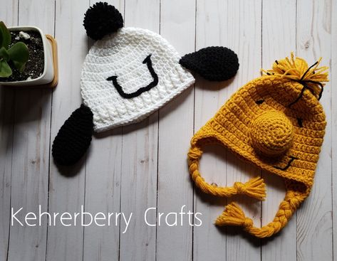 Crochet Snoopy hat from Repeat Crafter Me and Woodstock hat. Snoopy Hat Crochet, Snoopy Hat, Crochet Snoopy, Crochet Creatures, Crochet Characters, Boys Hats, Baby Snoopy, Hats Crochet, Repeat Crafter Me