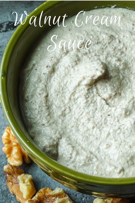 Vegan Walnut Sauce, Walnut Cream Sauce, Savory Walnut Recipes, Vegan Walnut Recipes, Asthma Diet, Allergy Diet, Walnut Cream, Vegan Pasta Sauce, Crema Recipe