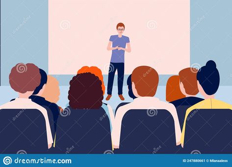 Board Illustration, Conference Hall, Business People, Business Meeting, White Board, Stock Vector, Speaker, Vector Illustration