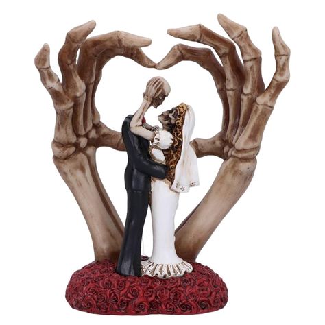 PRICES MAY VARY. ❤️Wedding Statues: Love Never Dies Skeleton Couple can be used as Valentine's Day Couple Ornaments, and Anniversary or Halloween Skull Statues. It is very convenient. ❤️Individually Hand Painted: Because our Couple Statue Ornament is individually hand painted and designed with the dress and red rose elements, it is elegant and exquisite. ❤️Wear-Resistant: Due to the use of high-quality resin material, our Skeleton Couple Statue has the features of being durable, sturdy, wear-res Alternative Couple, Couple Ornaments, Skeleton Bride, Couples Decor, Skeleton Couple, Skull Statue, Gothic Bride, Wedding Bride And Groom, Day Of The Dead Skull