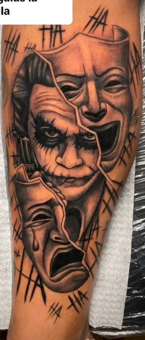 Good And Evil Tattoo For Men Half Sleeves, Joker Half Sleeve Tattoo, Joker Laughing Tattoo, Horror Tattoos Men, Joker Tattoo Arm, Real Eyes Realize Real Lies Tattoo, Man Eater Tattoo, Joker Arm Tattoo, Matching Tattoos For Guys