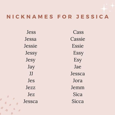 Fun and sweet nicknames for Jessica. Click the pin for more ideas! Sweet Nicknames, Jessica Name, Cute Nicknames, Character Making, Name Inspiration, Cute Ideas, Magical Places, Girl Names, Future Kids