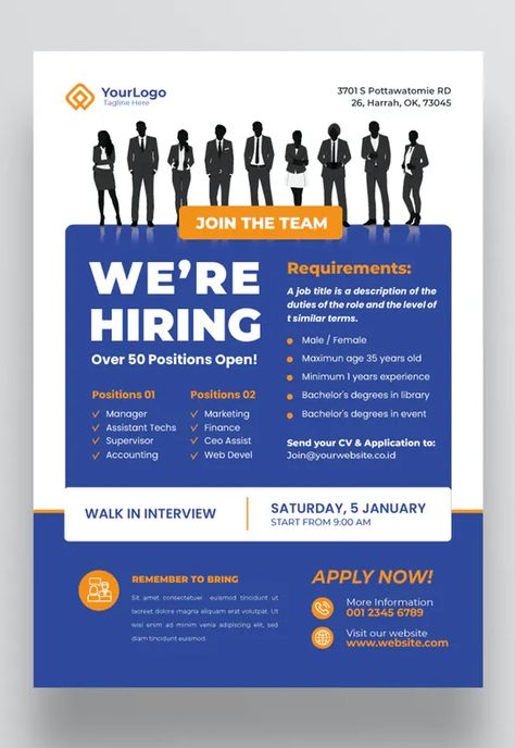 Company Job Hiring Flyer Advertisement Template AI, EPS, PSD Job Hiring Poster Creative Template, Recruitment Ads Design, Job Ads Design, Company Advertisement Design, Job Advertisement Poster, Hiring Poster Design Ideas, Job Hiring Poster Creative, Job Posting Design, Recruitment Poster Design Ideas