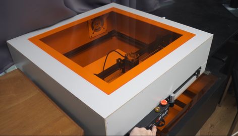 Laser Engraver Enclosure Plans, Diy Laser Enclosure, Xtool D1 Enclosure Diy, Laser Enclosure Diy, Diy Laser Engraver Enclosure, Diode Laser Projects, Diy Exhaust Fan, Laser Enclosure, Laser Engraver Enclosure