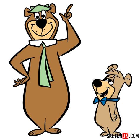 How to draw Yogi Bear and Boo-Boo Bear - Step by step drawing tutorials Yogi Bear And Boo Boo, Cartoon Memories, Boo Costume, Huckleberry Hound, Paw Drawing, Easy Drawing Guides, Old Cartoon Characters, Drawing Guides, Hanna Barbera Cartoons