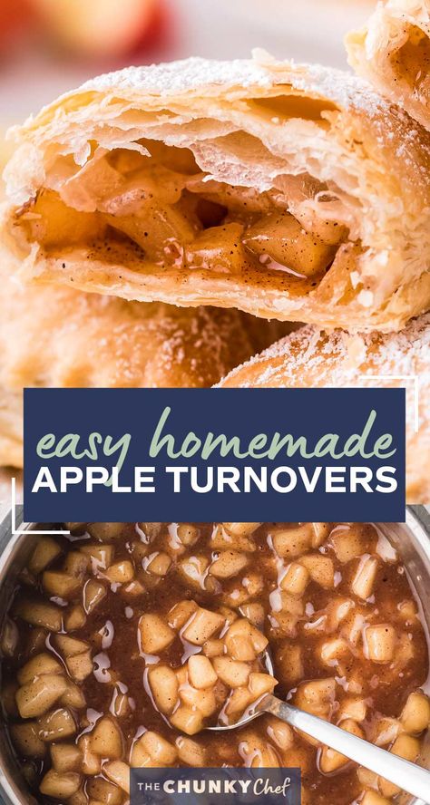 Homemade Apple Turnovers, Apple Turnovers With Puff Pastry, Pastry Breakfast, Apple Turnover Recipe, Puff Pastry Recipes Dessert, The Chunky Chef, Pastries Recipes Dessert, Apple Pastry, Chunky Chef