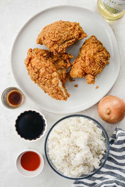 Crispy Fried Chicken Fried Rice - Simply Scratch Fried Chicken Wallpaper, Fried Chicken Photography, Spicy Fried Rice Recipe, Fried Chicken With Rice, Fried Chicken And Rice, Leftover Fried Chicken, Fried Chicken Rice, Delicious Fried Rice, Crispy Food