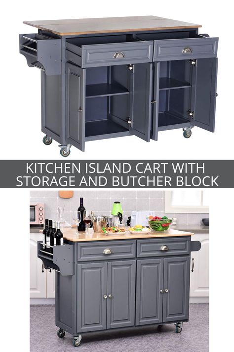 Small Kitchen Trolley Ideas, Butchers Block Island On Wheels, Trolley Design Ideas, Kitchen Trolley Design, Kitchen Island With Drawers, Trolley Design, Drop Leaf Kitchen Island, Island On Wheels, Pantry Layout