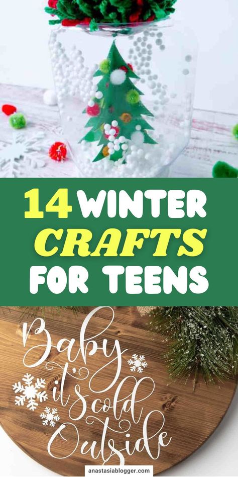 If your teens prefer just staying indoors, then why not do some winter DIY crafts with them? Here are 14 fun and easy winter crafts for teens to enjoy! #wintercrafts #christmasdiy 5th Grade Winter Craft Ideas, Diy Winter Projects, Holiday Craft For 5th Graders, Middle School Holiday Art Projects, Christmas Projects For Middle School, January Arts And Crafts For Adults, Winter Crafts For Middle School Students, Winter Crafts For Middle School, Christmas Crafts Teenagers