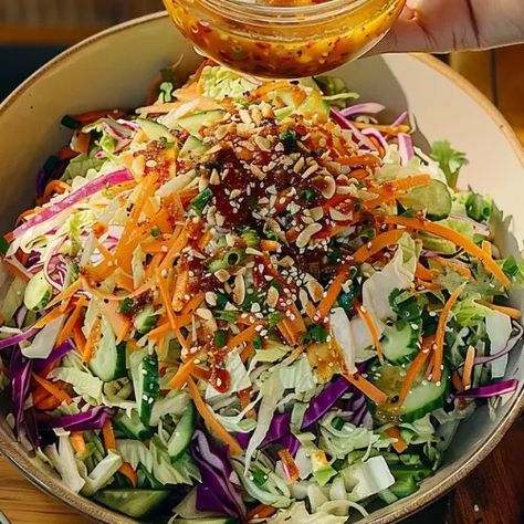 Crunchy Cabbage Salad with Sweet and Tangy Dressing Crunchy Cabbage Salad With Sweet, Crunchy Cabbage Salad With Tangy Dressing, Shredded Cabbage Recipes Asian Salads, Ree Drummond Napa Cabbage Salad, Crunchy Cabbage Salad Recipes, Cabbage Salad Vinegarette, Crispy Cabbage Salad With Dressing, Asian Cabbage Salad Dressing, Vietnamese Cabbage Salad