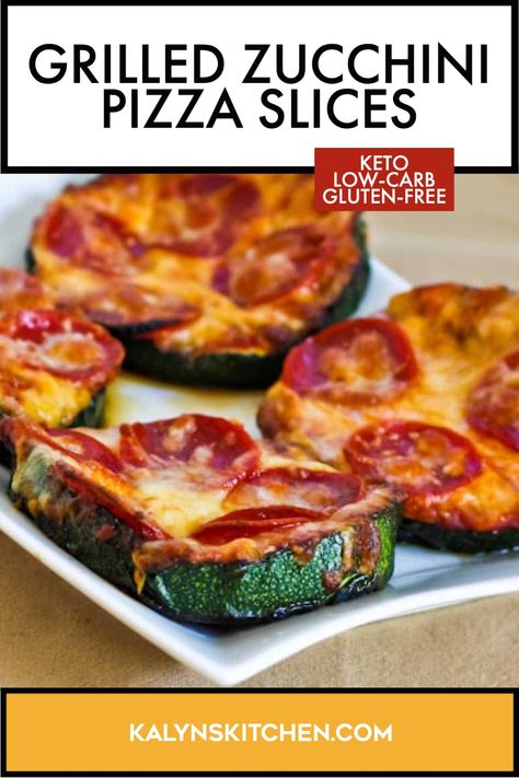 "Pinterest Image of Grilled Zucchini Pizza Slices showing four zucchini Pizza Slices on a white square plate on a wooden board." Zucchini Sides, Large Zucchini Recipes, Zucchini Pizza Recipes, Low Carb Zucchini Recipes, Pizza Craving, Recipe For Zucchini, Best Zucchini Recipes, Large Zucchini, Pizza Lasagna