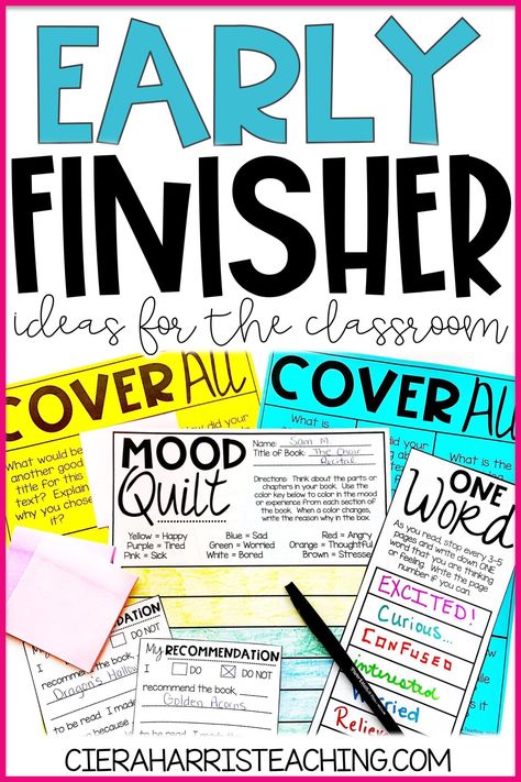 3rd Grade Early Finisher Activities, Early Finishers Activities 3rd Grade, Fast Finisher Activities 2nd Grade, 4th Grade Ela Activities, Grade 5 Literacy Activities, Middle School Early Finishers, Grade 4 Reading Activities, Fast Finisher Activities Middle School, Reading Early Finishers Activities