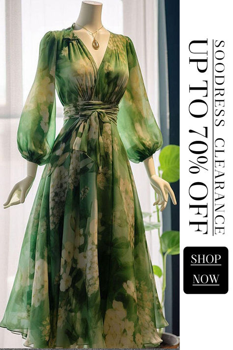 Free shipping on orders over $100 Chiffon Dress Long Sleeve, French Green, Chiffon Dresses, Chiffon Dress Long, Comfortable Room, Dresses Long Sleeve, Boho Stil, Cup Size, British Indian