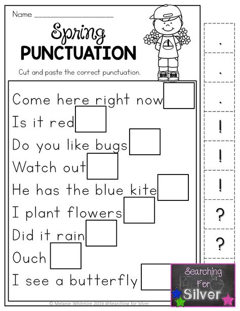 Hands-on, fun, and effective spring printables! Spring punctuation and other literacy worksheets for first grade! Punctuation Practice, Punctuation Worksheets, Fall Worksheets, Spring Math, First Grade Worksheets, 1st Grade Writing, Literacy Worksheets, Fall Math, First Grade Writing