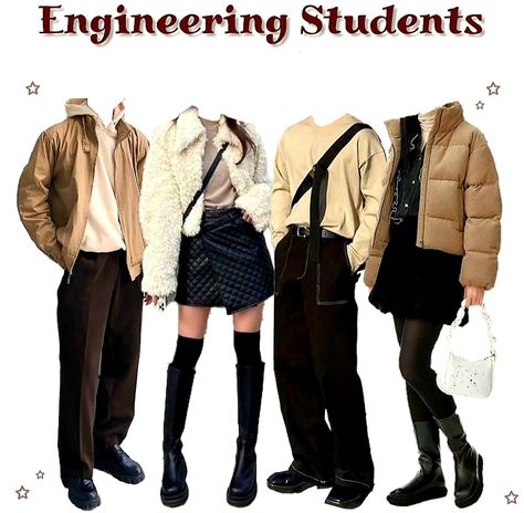 Credit: @aestheteniche Engineer Aesthetic Outfit, Engineering Aesthetic Outfit, Engineering Student Outfit, Engineering Outfit, Academia Aesthetics, Engineering Student, Dark Academia Aesthetic, Fairy Godmother, Academia Aesthetic