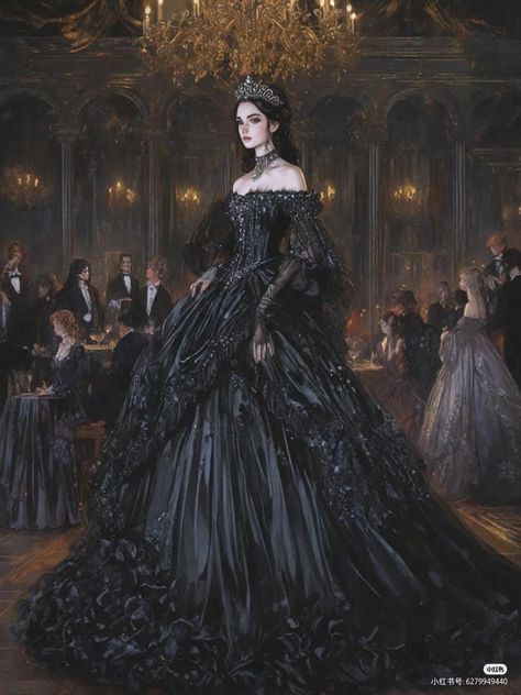 Royal Dress Aesthetic, Villain Dresses, Princess Dress Fairytale, Victorian Era Dresses, Goth Outfit Ideas, Fantasy Princess, Black Princess, Fantasy Dresses, Royal Dresses