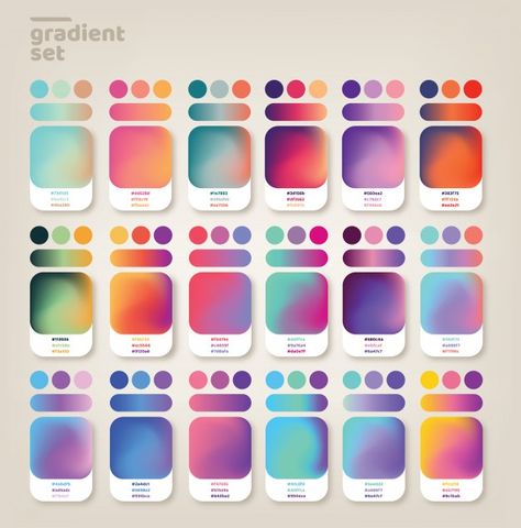 Gradient ideas set Premium Vector | Premium Vector #Freepik #vector #mobile #gradient #modern #app Gradients Background, Rgb Palette, 3d Tipografi, Gradient Color Design, الفن الرقمي, Color Design Inspiration, Vector Gradient, Color Palette Challenge, Palette Art