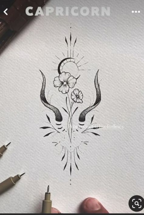 Capricorn Tattoo Geometric, Aries Fine Line Tattoo, Thigh Writing Tattoo Women, Capricorn Flower Tattoo, Aries Tattoo For Men, Capricorn Sign Tattoo, Inside Of Arm Tattoo, Snoopy Tattoo, Capricorn Aesthetic