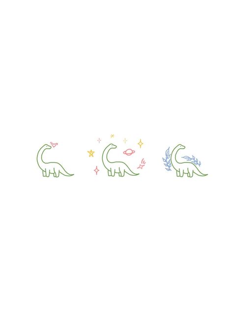 The Good Dinosaur Tattoo, Small Dino Tattoos, Tiny Dinosaur Tattoo, Dnd Tattoo Ideas, Trio Tattoos, Ghost Tattoos, Palm Mehndi, Cute Matching Tattoos, Tiny Tats