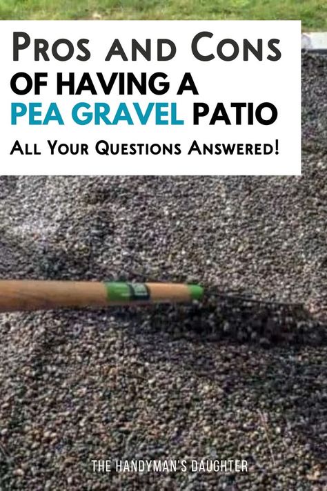 A pea gravel patio is cheap and easy to install and maintain! But it has a few drawbacks. Learn all the pea gravel patio pros and cons here! Diy Patio Cheap, Diy Gravel Patio Cheap, Pea Gravel Over Concrete Patio, How To Make A Gravel Patio, Pea Gravel In Garden, French Courtyard Garden Ideas Pea Gravel, Fire Pits With Pea Gravel, Pea Gravel And Paver Patio Diy, Pea Gravel Around Hot Tub