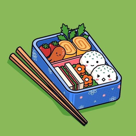 Bento Illustration, Bento Japanese, Papercraft Pokemon, Food Stall Design, Types Of Sushi, Kawaii Bento, Japanese Lunch Box, Funny Logo, Cute Bento