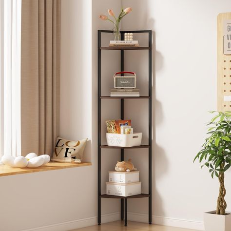 PRICES MAY VARY. 1️⃣【High Quality & Product Size】Our corner bookshelf adopts 90°right-angle design and is composed of high-grade density board and metal frame. The size is 10.5 * 11.8 inches * 39.3 inches high. The corner shelf weighs 9.5 pounds. This corner shelf stand occupies small area and makes full use of the corner space to store your items. Our corner book shelf can meet your needs very well. 2️⃣【Multi-layered Corner Shelves】Our 4 tier corner shelf features open design. The body fits the Small Corner Decor, 3 Tier Corner Shelf, Bookshelf Corner, Stand For Bedroom, Corner Shelf Unit, Corner Shelving Unit, Elegant Home Office, Corner Rack, Corner Bookshelf