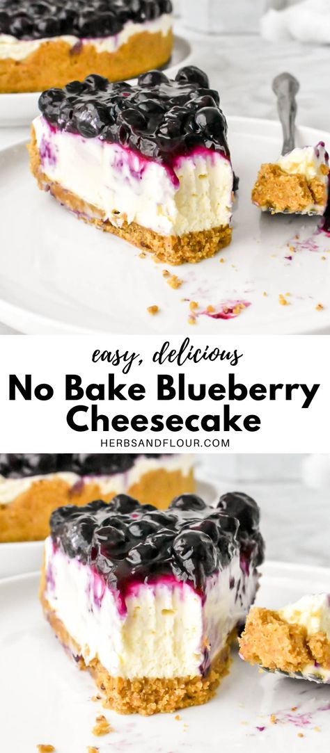 Blueberry Desserts Recipes, Blueberry Cheesecake Recipe, No Bake Blueberry Cheesecake, Lemon Blueberry Cheesecake, Blueberry Topping, Cheesecake Lovers, Healthy Summer Desserts, Blueberry Desserts, Easy Cheesecake Recipes