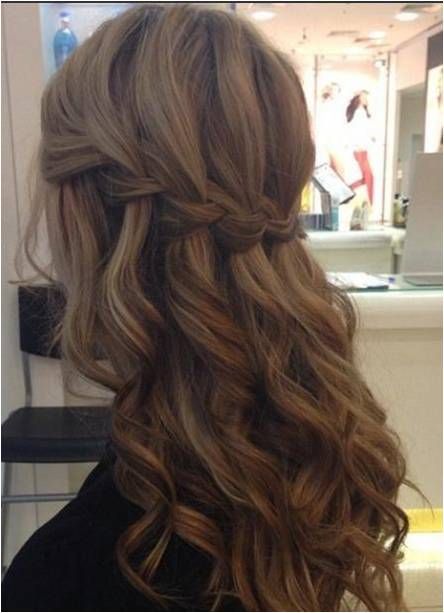 Half up Waterfall Braid Hairstyle, Rambut Brunette, French Braid Hairstyles, Waterfall Braid, Fancy Hairstyles, Formal Hairstyles, Braids For Long Hair, Wedding Hair And Makeup, Sleeve Tattoo