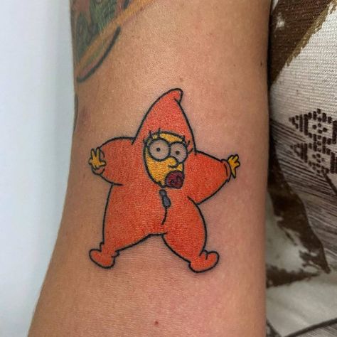 Maggie Simpson Tattoo, Simpsons Tattoo Ideas, Simpson Tattoo, Ralph Wiggum, Simpsons Tattoo, Best Tattoo Ever, Maggie Simpson, Simpsons Characters, Hand Poked Tattoo