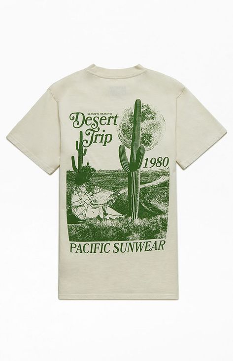 Pacific Sunwear Desert Trip T-Shirt Single Color Shirt Design, National Park T Shirt, Camping Graphic Tee, Rodeo T Shirt Designs, Summer Camp Merch, Band Tee Design, School Club Shirts, Mission Trip Shirts, Trendy Merch