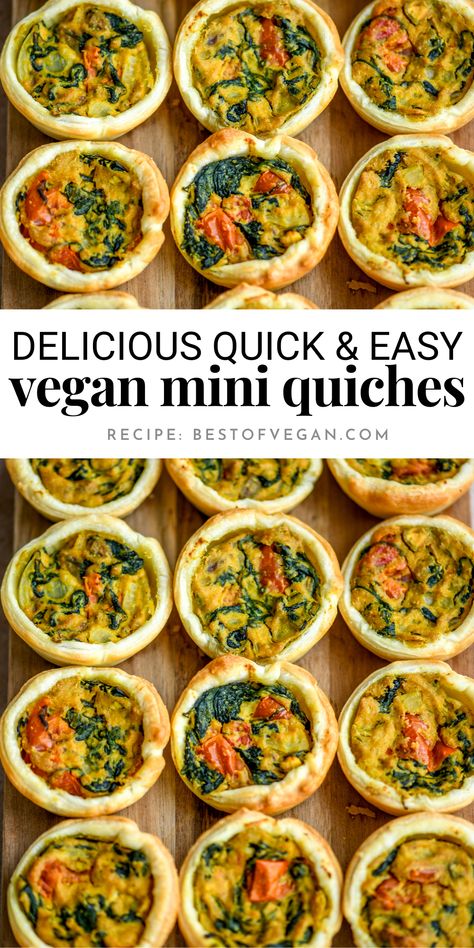 Quiche, Vegan Finger Foods, Vegan Appetizers Recipes, Vegan Pastries, Vegan Party Food, Quick Easy Vegan, Vegan Brunch, Savory Vegan, Vegan Appetizers