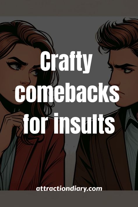 Crafty comebacks for insults: a serious man and woman exchanging intense looks. Smart Comebacks, Keyboard Warrior, Witty Comebacks, Foul Language, Clever Comebacks, Good Comebacks, Out Of Nowhere, Warning Labels, Pick Up Lines