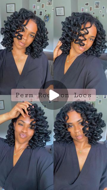 Locs Curled With Perm Rods, Fall Loc Hairstyles, Unique Dreadlocks Styles, Loc Curls Styles Perm Rods, Curling Dreadlocks, How To Curl Dreadlocks, Locs Curls Styles, Dreadlock Curls, Flexi Rods On Locs