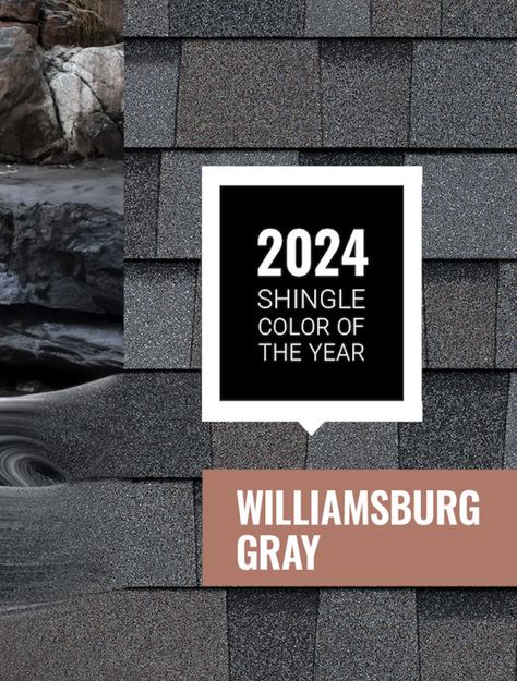 Owens Corning Unveils 2024 Shingle Color of the Year: Williamsburg Gray - Roofing Owens Corning Shingles Estate Gray, Williamsburg Gray Shingles, Roof Shingles Ideas Exterior Colors, Certainteed Shingles, Owens Corning Shingles, Roof Shingle Colors, Shingle Colors, Cottage Aesthetic, Modern Ranch