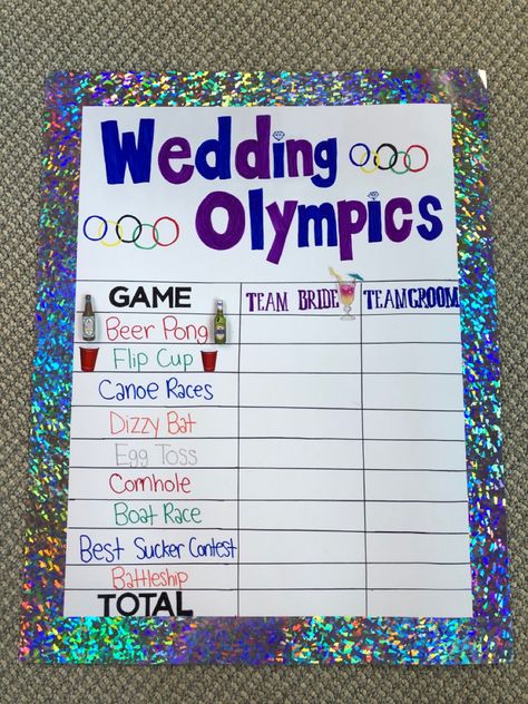 Inspired by Bee-ing Mommy’s post Beer Olympic Bachelorette Party, Bridal Olympics Games, Bach Olympics Games, Bachelorette Beer Olympics Games, Team Bride Vs Team Groom Games, Bridal Party Olympics, Combined Bachelor Bachelorette Party Games, Bachelor/bachelorette Party Games, Wedding Olympics Games