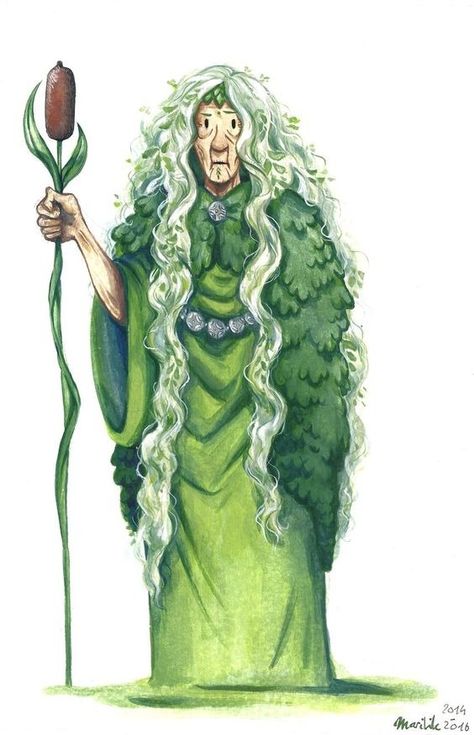 Swamp Person Character Design, Gaia Character Design, Satyr Illustration, D&d Sorcerer, Dungeons And Dragons Illustration, Plant People Character Design, Herbalist Character Design, Witch Objects, Swamp Fairy