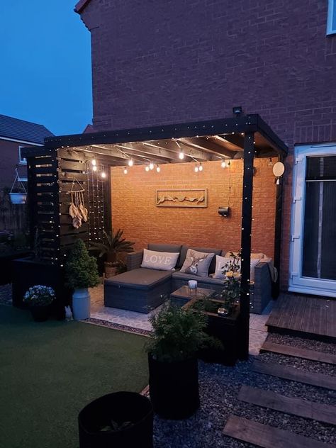 Fire Pit Pergola Outdoor Spaces, Gazebo Ideas Small Backyard, Small Backyard Gazebo Ideas, Small Gazebo Ideas Backyards, Small Backyard Oasis On A Budget, Backyard Hangout Ideas, Outdoor Oasis Patio, Backyard Sitting Areas, Backyard Oasis On A Budget