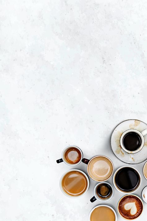 Coffee cups on a white marble textured wallpaper | free image by rawpixel.com Cafe Background Aesthetic, Background Coffee Design, Coffee Background, Coffee Shop Coffee, Background Coffee, Coffee Substitute, Pastel Clouds, Retro Cafe, Free Illustration Images