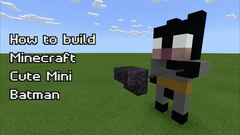 Cute Batman Mini-Build. Check out my Tutorials of Mini-Series block by block on My YouTube channel. #minecraft #cute #mini #batman #dc Batman Minecraft, Mc Houses, Cute Batman, Build Minecraft, Batman Statue, Black Concrete, Gray Concrete, Minecraft Furniture, Minecraft House Designs