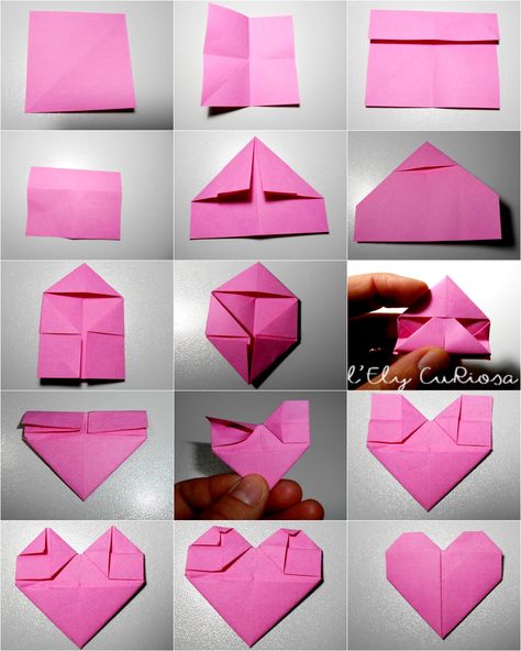 Come fare un cuore origami / Cartolelya Hear Origami, Paper Heart Ideas, How To Make Heart With Paper, How To Make A Heart Out Of Paper, How To Make A Paper Heart, Heart Origami Easy, How To Make Paper Hearts, Orgamini Easy, Diy Heart Paper