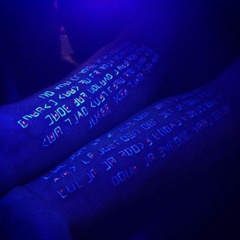 Lettering Inner Forearm Glow In The Dark Uv Ink Tattoo Glowing Tattoos, Dark Tattoos For Men, Uv Ink Tattoos, Glow Tattoo, Dark Tattoos, Bright Tattoos, Uv Tattoo, Light Tattoo, Inner Forearm