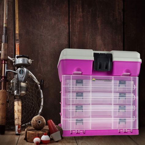 Storage Tool Box-Durable Organizer Utility Box-4 Drawers, 19 Compartments Each for Camping Supplies and Fishing Tackle by Wakeman Outdoors (Pink) Outdoor Gear Organization, Workbench With Drawers, Small Parts Organizer, Sports Storage, Fishing Storage, Fishing Tackle Storage, Compartment Organizer, Tool Box Organization, Shop Storage