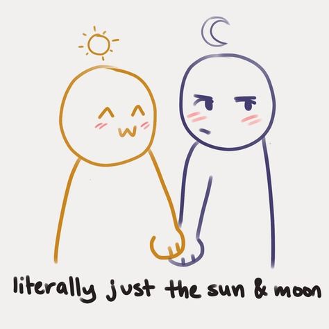 Friendship Drawing, Grumpy X Sunshine, Character Tropes, The Sun And Moon, Draw The Squad, Relationship Dynamics, Ship Drawing, Nalu, Art Poses