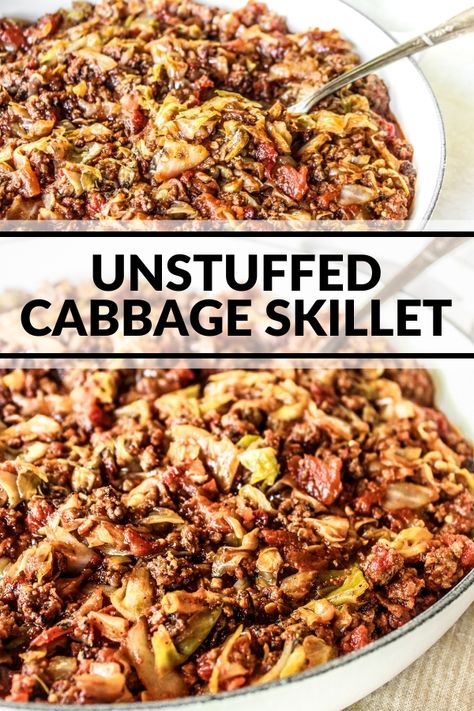 Turkey Burger And Cabbage Recipes, Cabbage Skillet, Ground Beef And Cabbage, Unstuffed Cabbage, Easy Rice, Stuffed Cabbage, Fried Cabbage, Dinner With Ground Beef, Ground Turkey Recipes