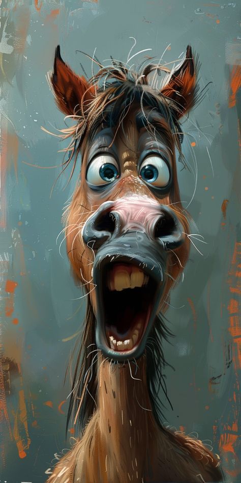 Worlds Cutest Animals, Animal Caricature, الفن الرقمي, Animal Illustration Art, Animal Portraits Art, Cute Animal Drawings, Horse Art, Funny Animal Pictures, Funny Art