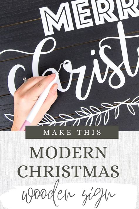 How to make a Merry Christmas wooden sign using the Cricut machine. Create this easy DIY project with a pre-made sign and some white vinyl. Christmas Wooden Signs Diy, Merry Christmas Signs Wooden, Diy Merry Christmas Sign, Diy Christmas Signs Wood, Diy Christmas Wood Signs, Wall Signs Diy, Painted Headboard, Christmas Signs Diy, Christmas Diy Wood