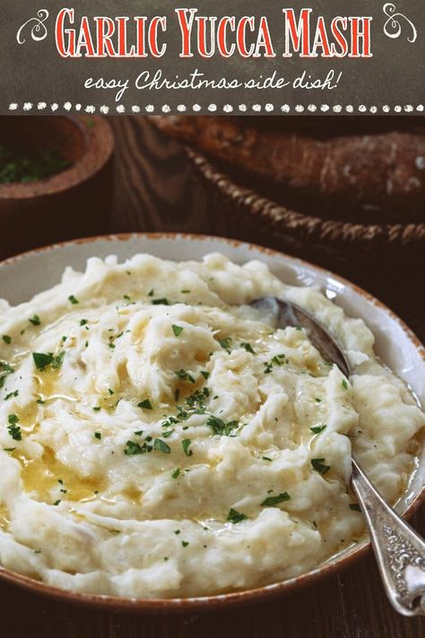 Cuban Mashed Potatoes, Brazilian Yuca Recipes, Mashed Yucca Recipe, Mashed Cassava Recipe, Yuca Mash Recipe, Weeknight Sides, Yuka Recipe, Mashed Yuca, Yuca Al Mojo